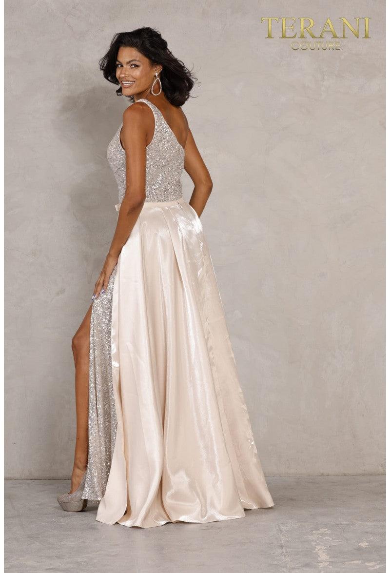 Terani Couture 2215P0025 One Shoulder Long Dress