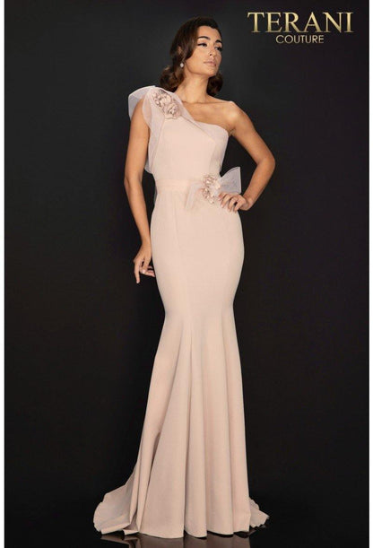 Terani Couture One Shoulder Satin Evening Gown 2011E2092 - The Dress Outlet