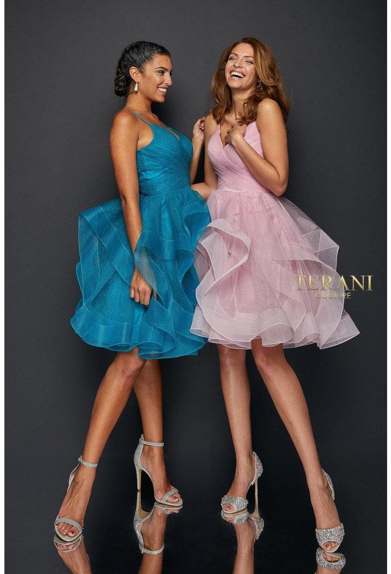 Blush Terani Couture 1821H7770 Pleated Bodice Short Prom Dress for 220