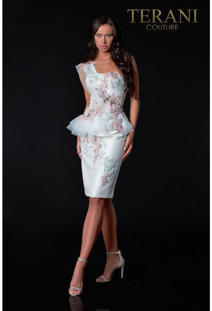 Terani Couture Short One Shoulder Dress 2111C4562 - The Dress Outlet