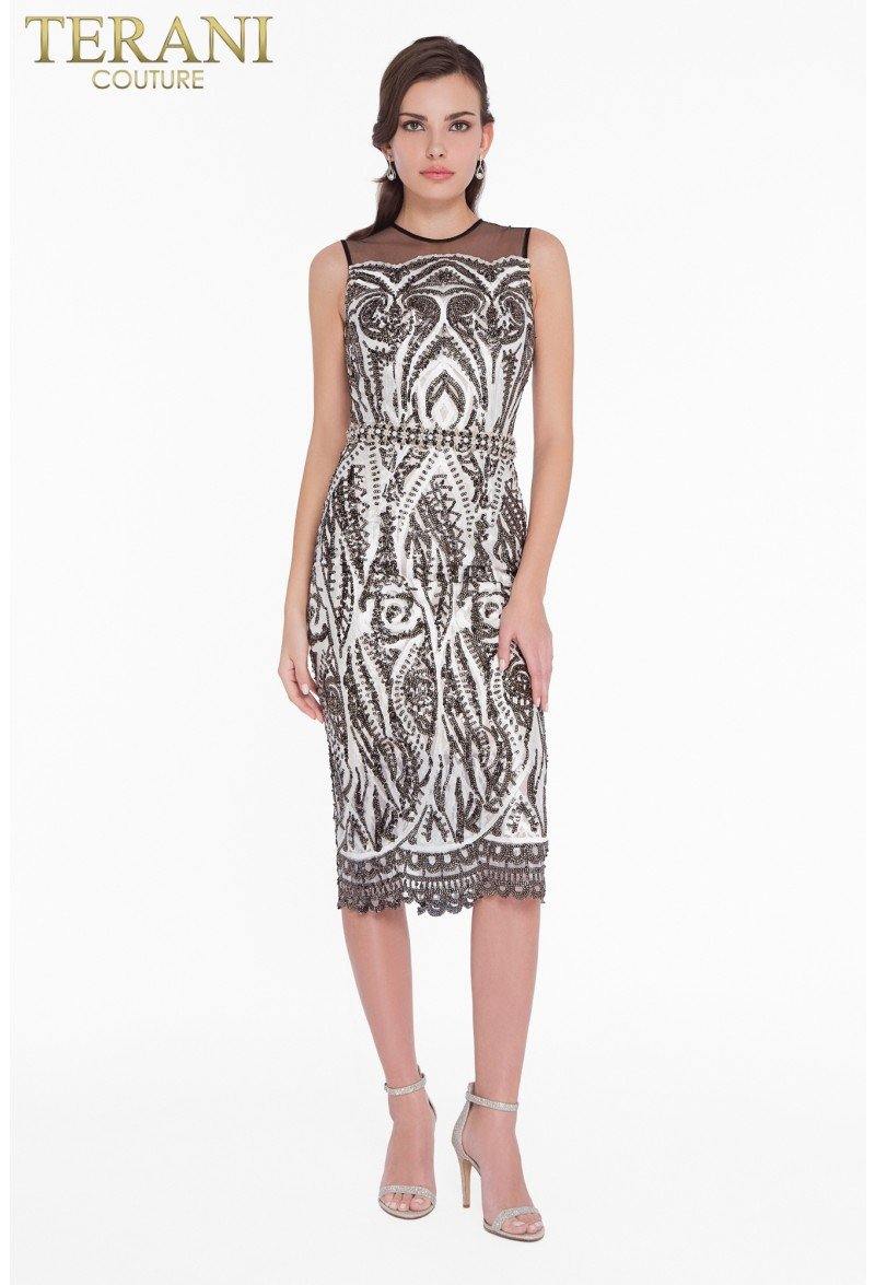 Ivory Black Terani Couture 1823C7071 Sleeveless Short Dress for $217.8 ...