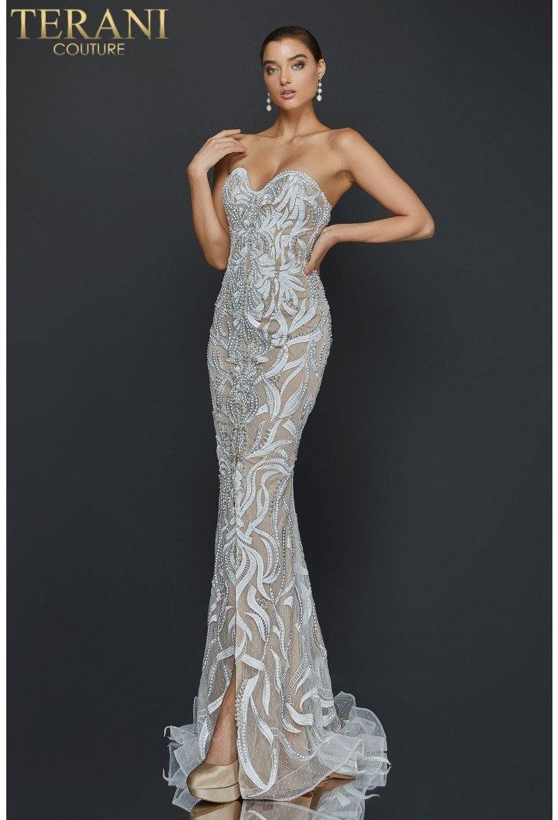 Terani Couture Strapless Embroidered Prom Dress 2011P1067 - The Dress Outlet