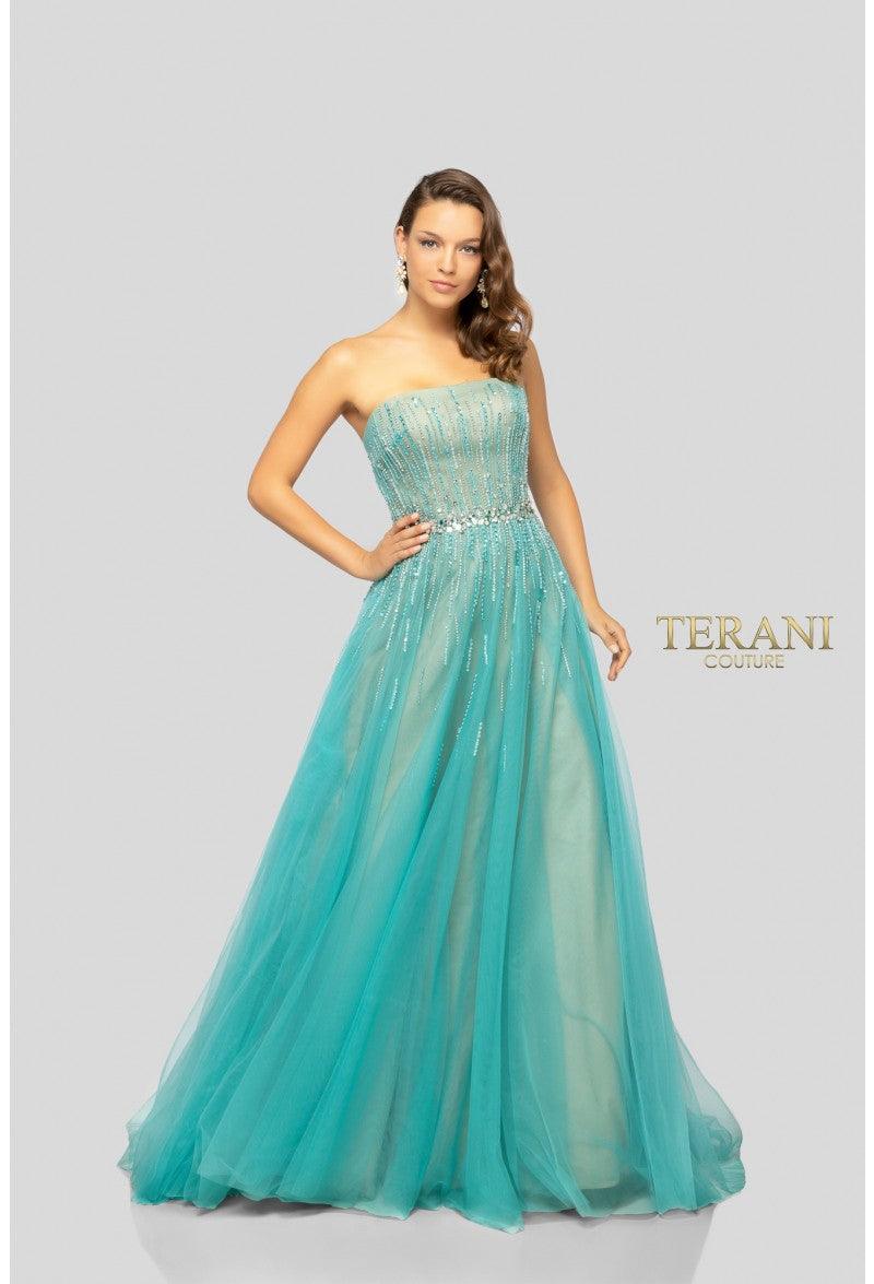 Terani Couture Strapless Long Prom Dress 1912P8557 - The Dress Outlet