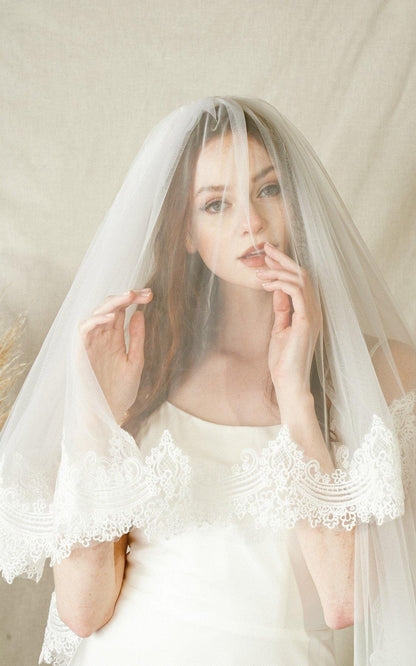Two Layers Long Wedding Veil - The Dress Outlet