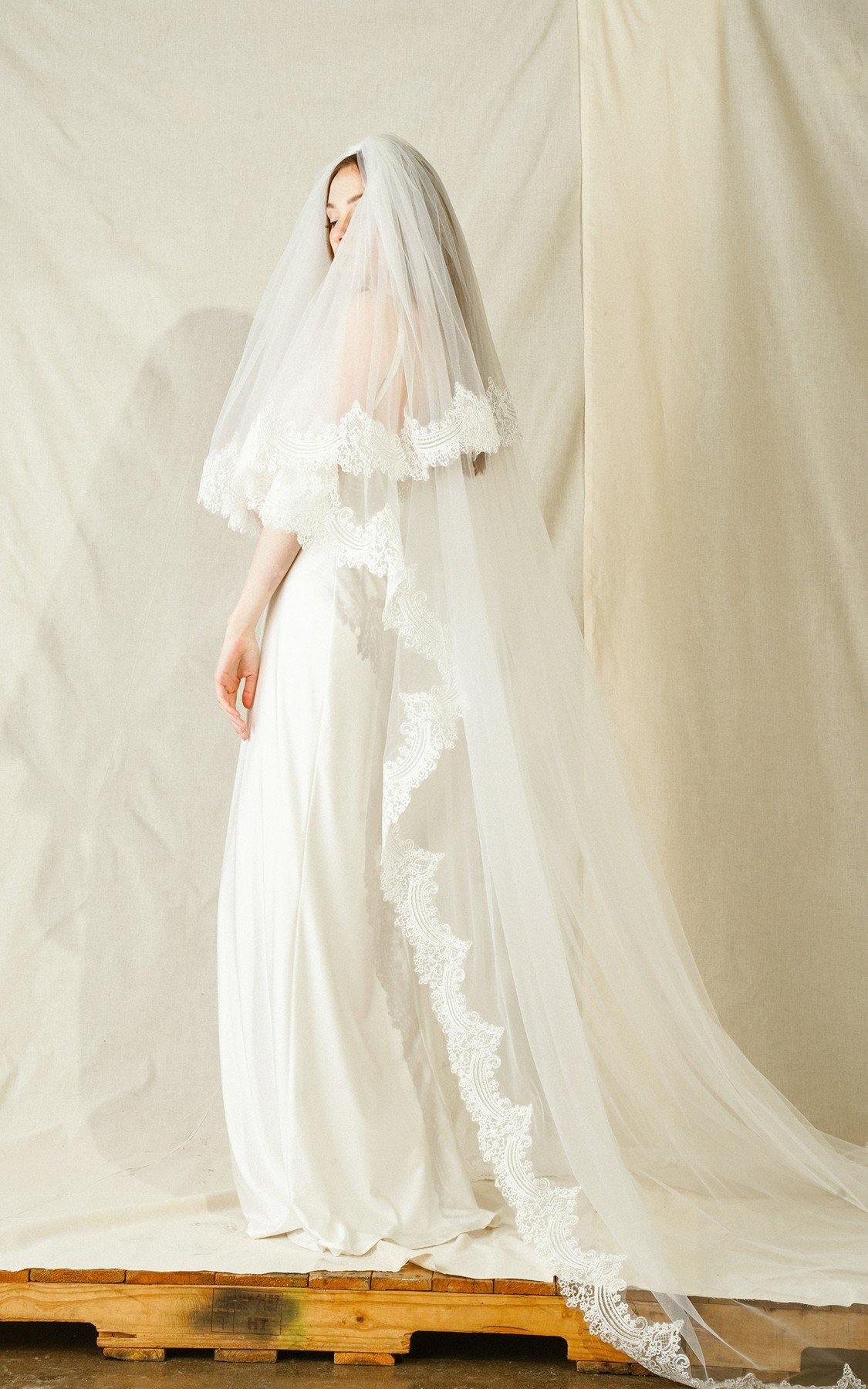 Two Layers Long Wedding Veil - The Dress Outlet