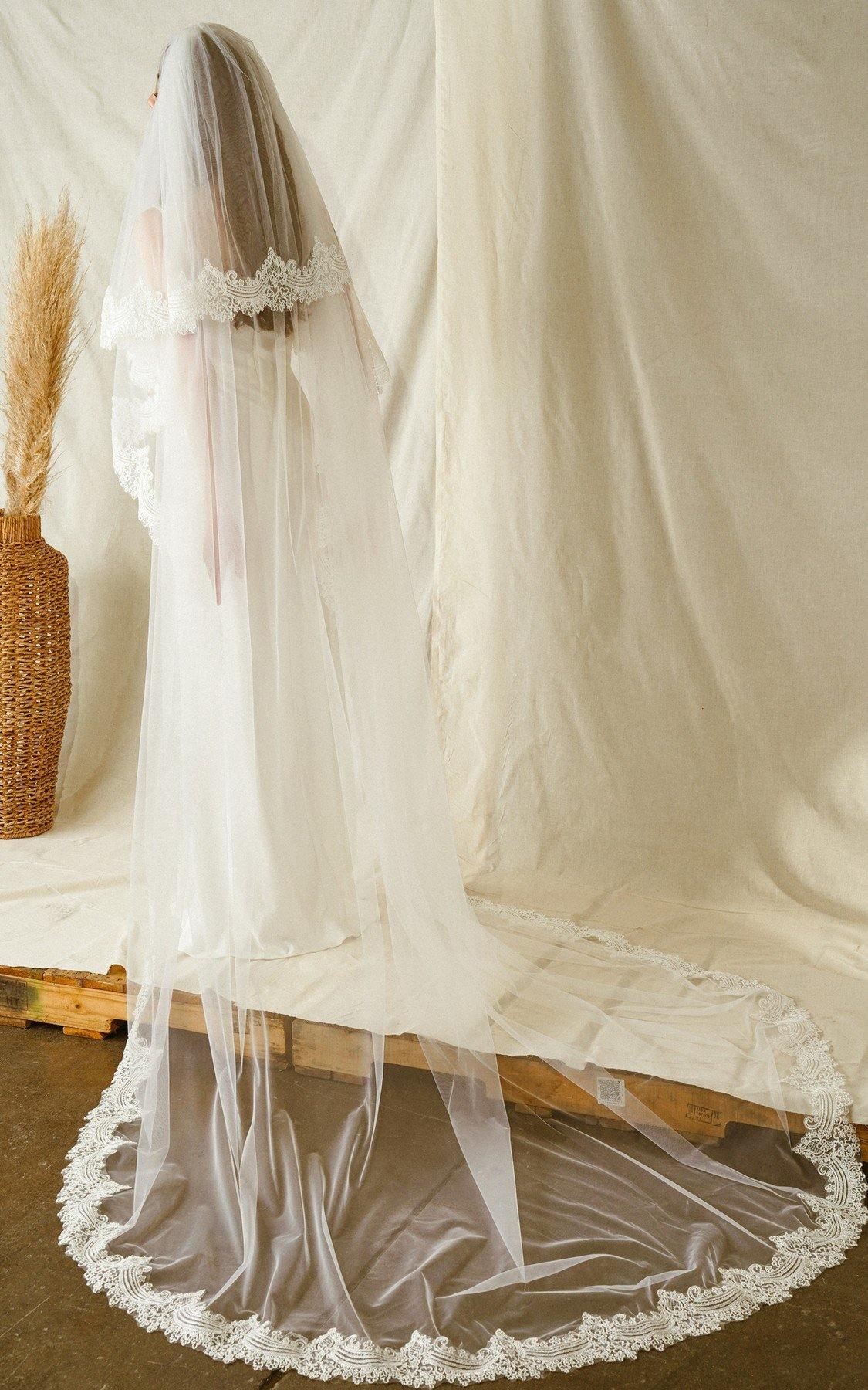 Two Layers Long Wedding Veil - The Dress Outlet