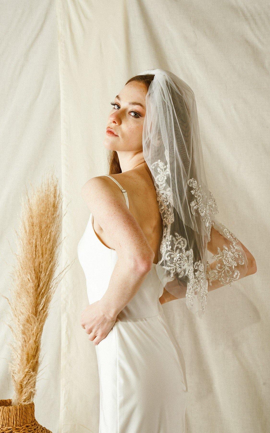 Two Layers Wedding Veil Short Waist Length - The Dress Outlet