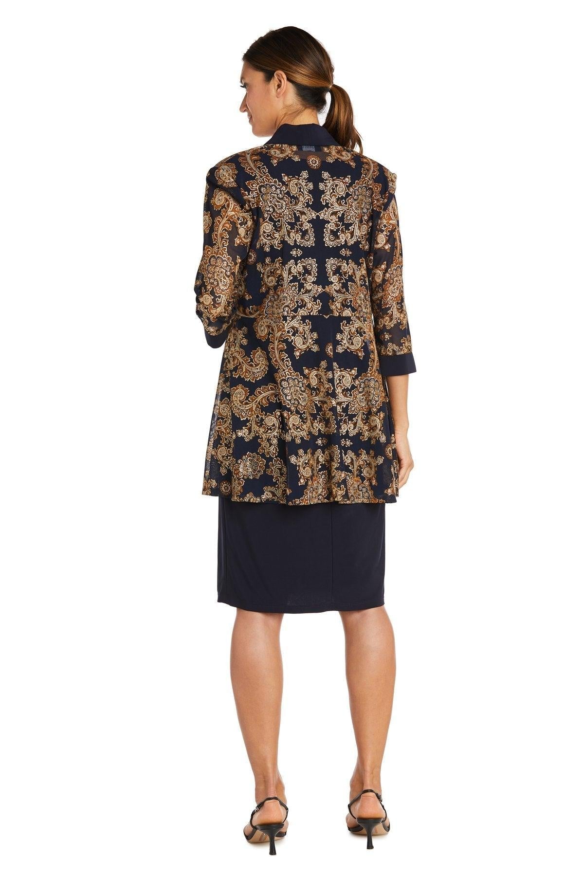 Two-Piece Printed Jacket and Dress Set Petite Sale - The Dress Outlet