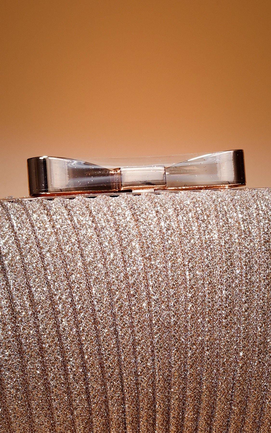 Wedding Clutch Evening Bag Pleated Satin Metal Clasp