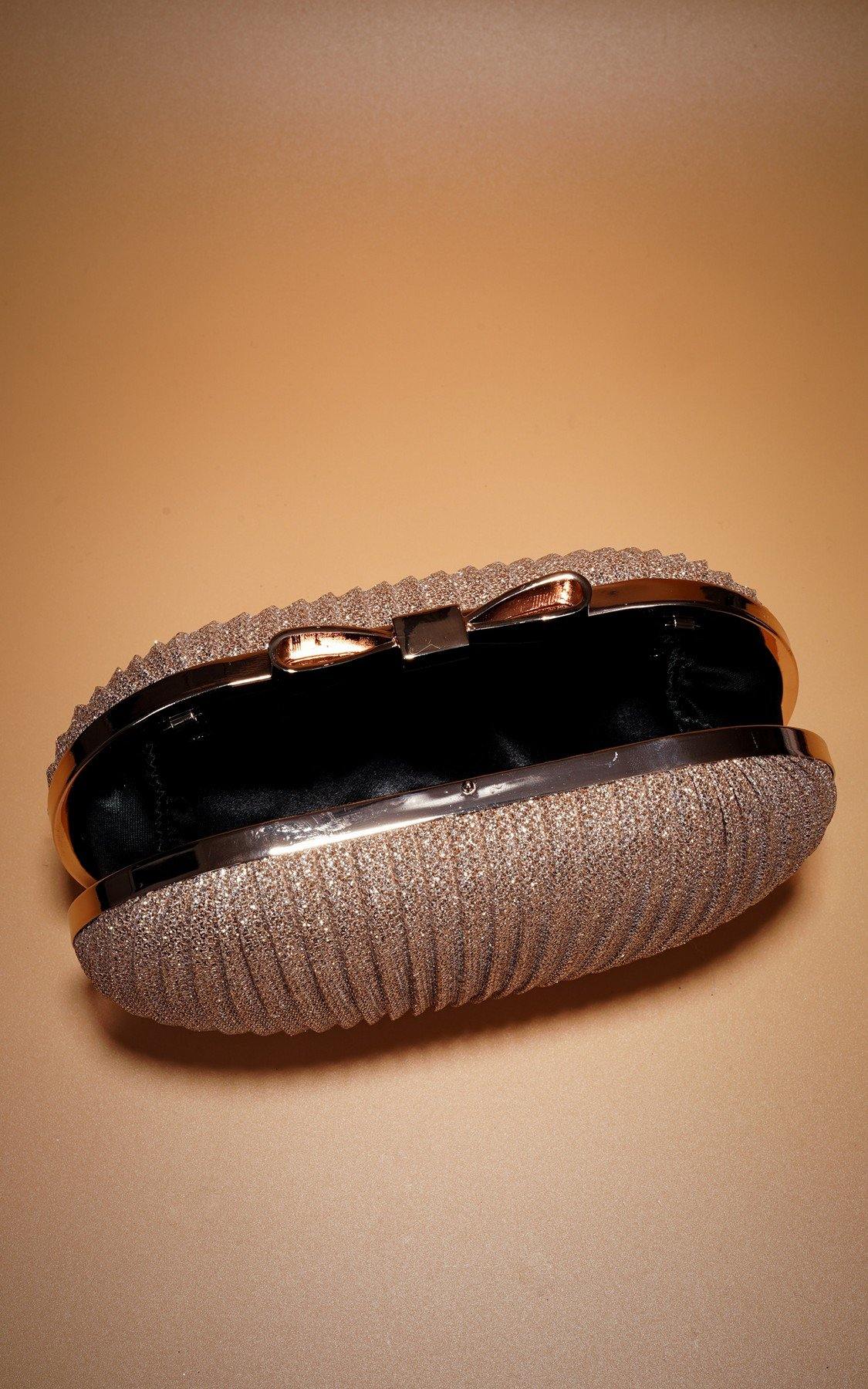 Wedding Clutch Evening Bag Pleated Satin Metal Clasp