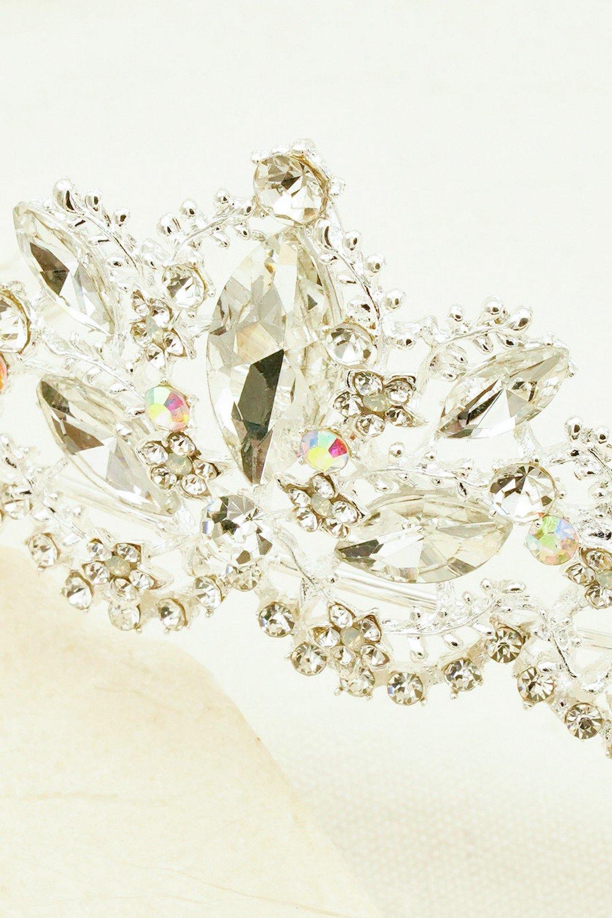 Wedding Crystal Embellish Leaves Tiara Crown