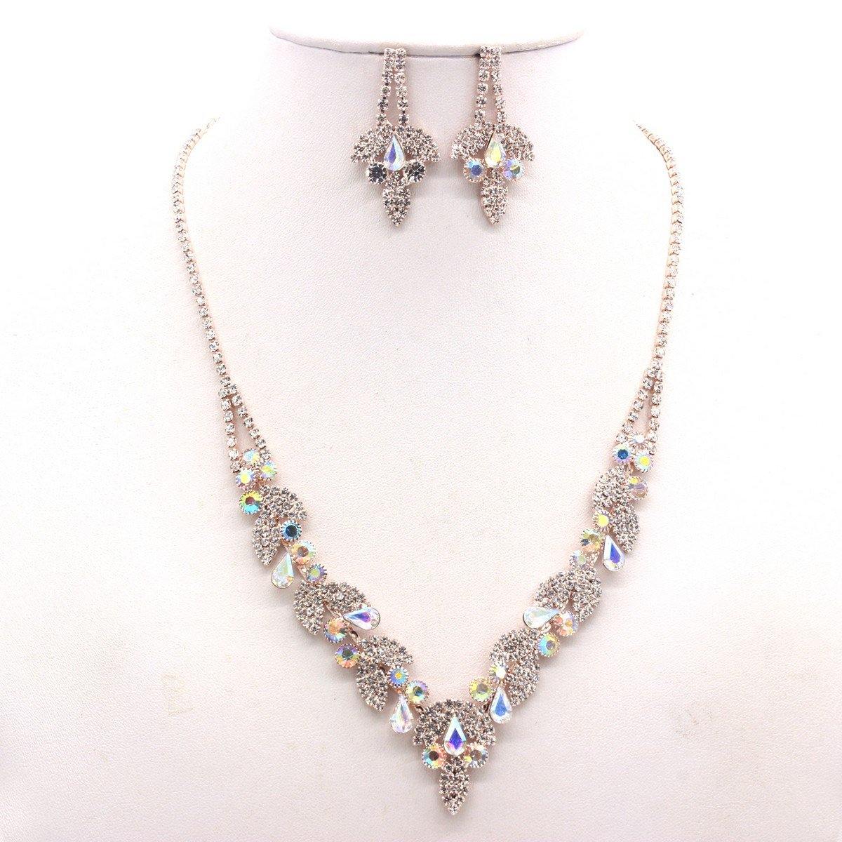 Wedding Crystal Embellished Rhinestone Necklace Set - The Dress Outlet