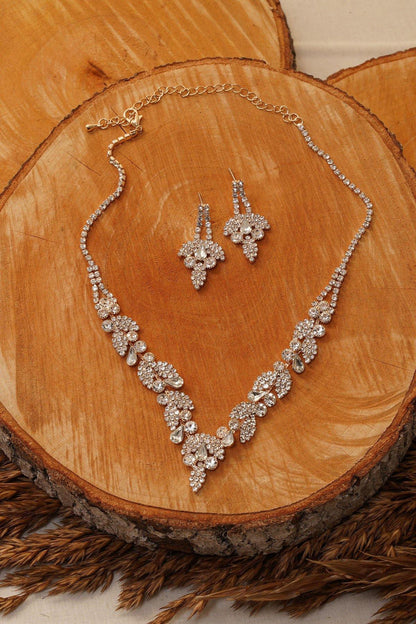 Wedding Crystal Embellished Rhinestone Necklace Set - The Dress Outlet