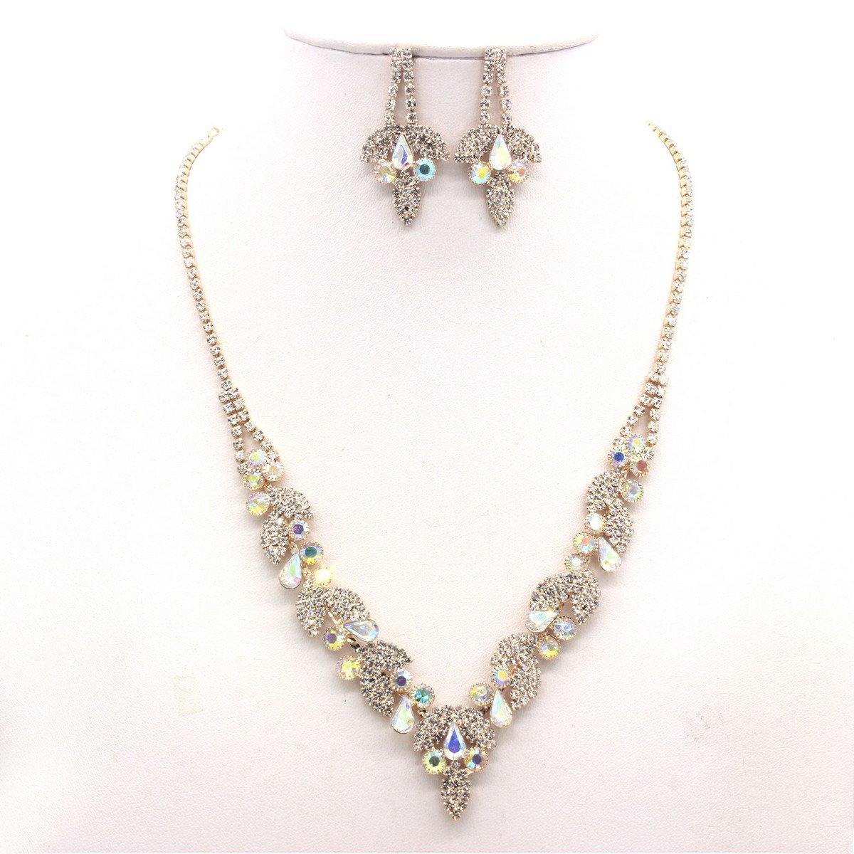 Wedding Crystal Embellished Rhinestone Necklace Set - The Dress Outlet