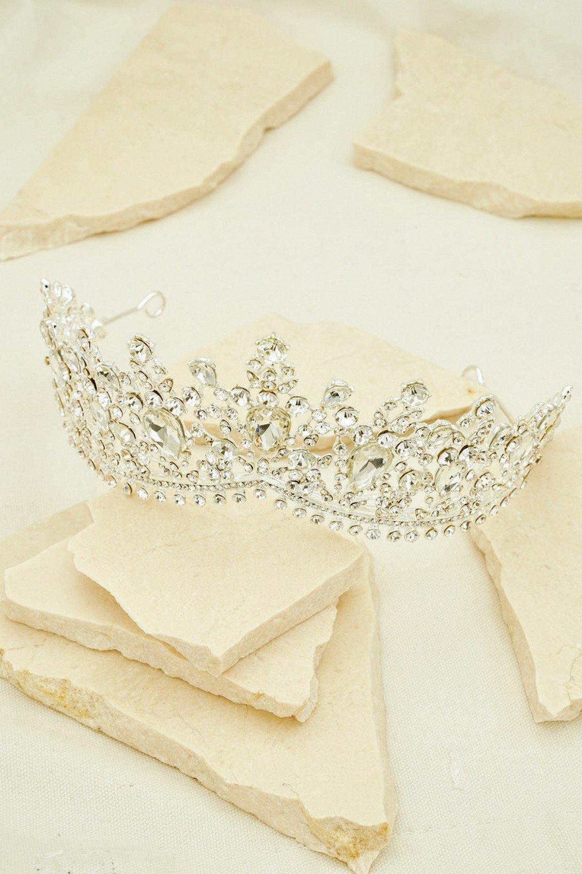 Wedding Crystal Rhinestones Tiara Crown - The Dress Outlet