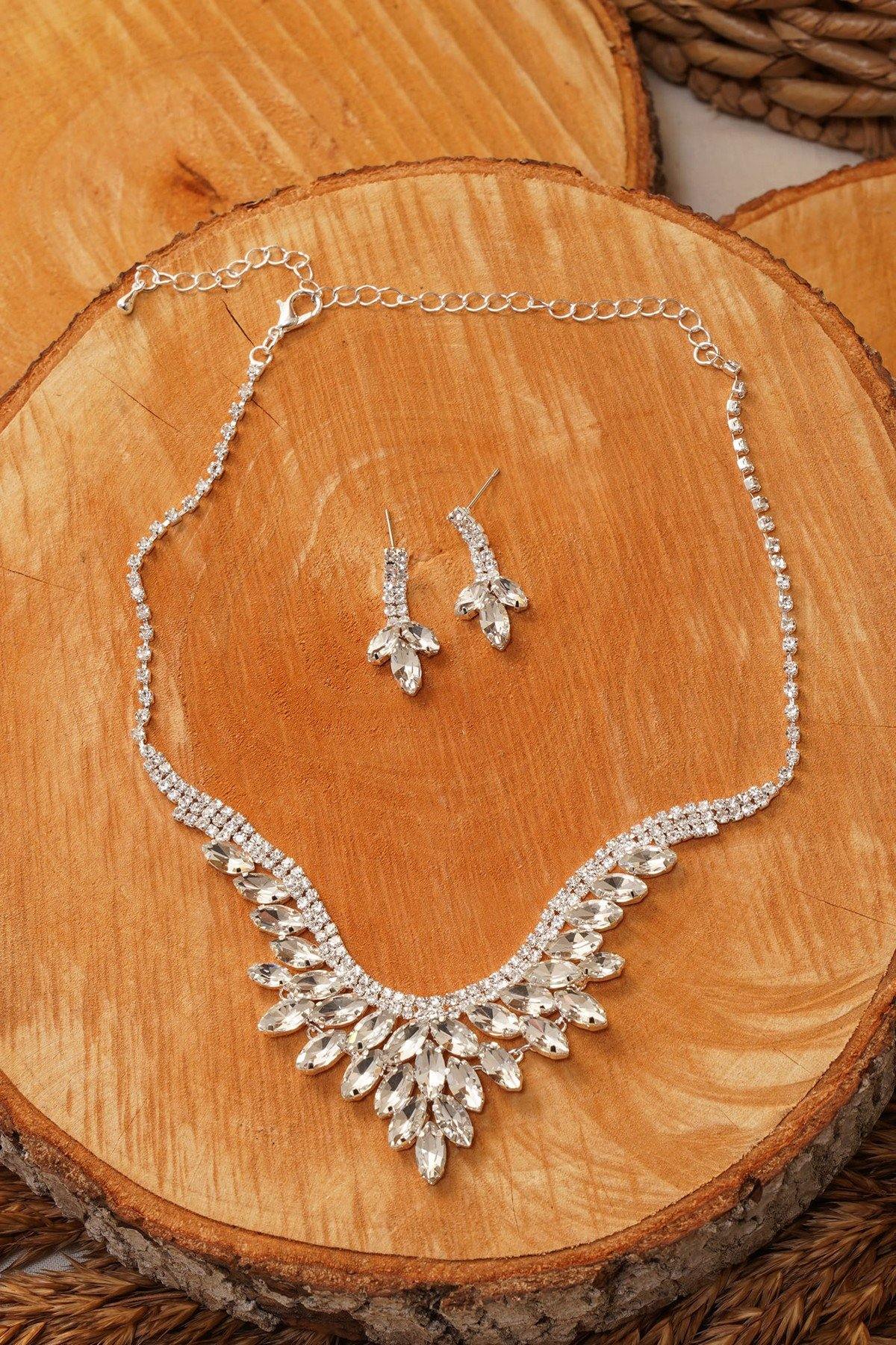 Wedding Cubic Zirconia Bridal Rhinestone Necklace Set