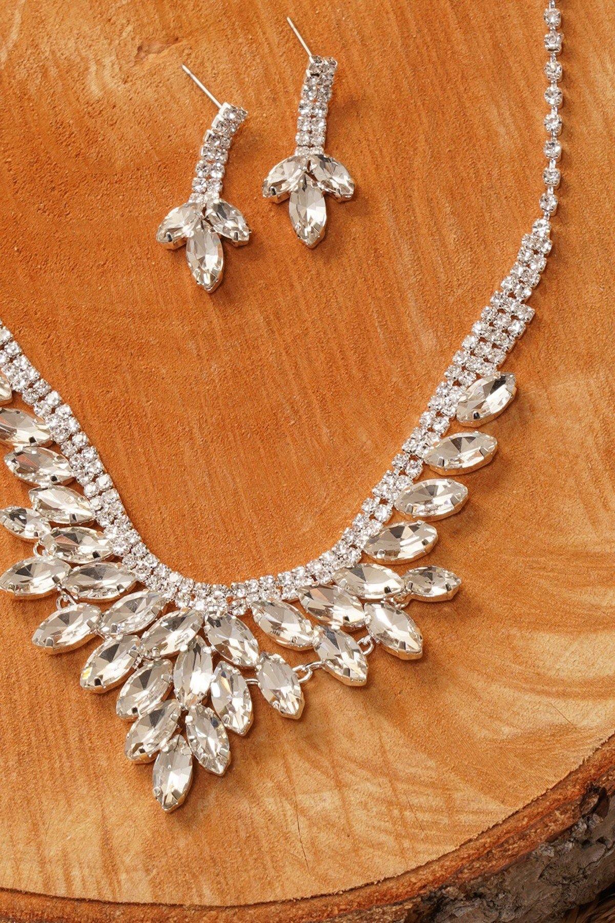 Wedding Cubic Zirconia Bridal Rhinestone Necklace Set