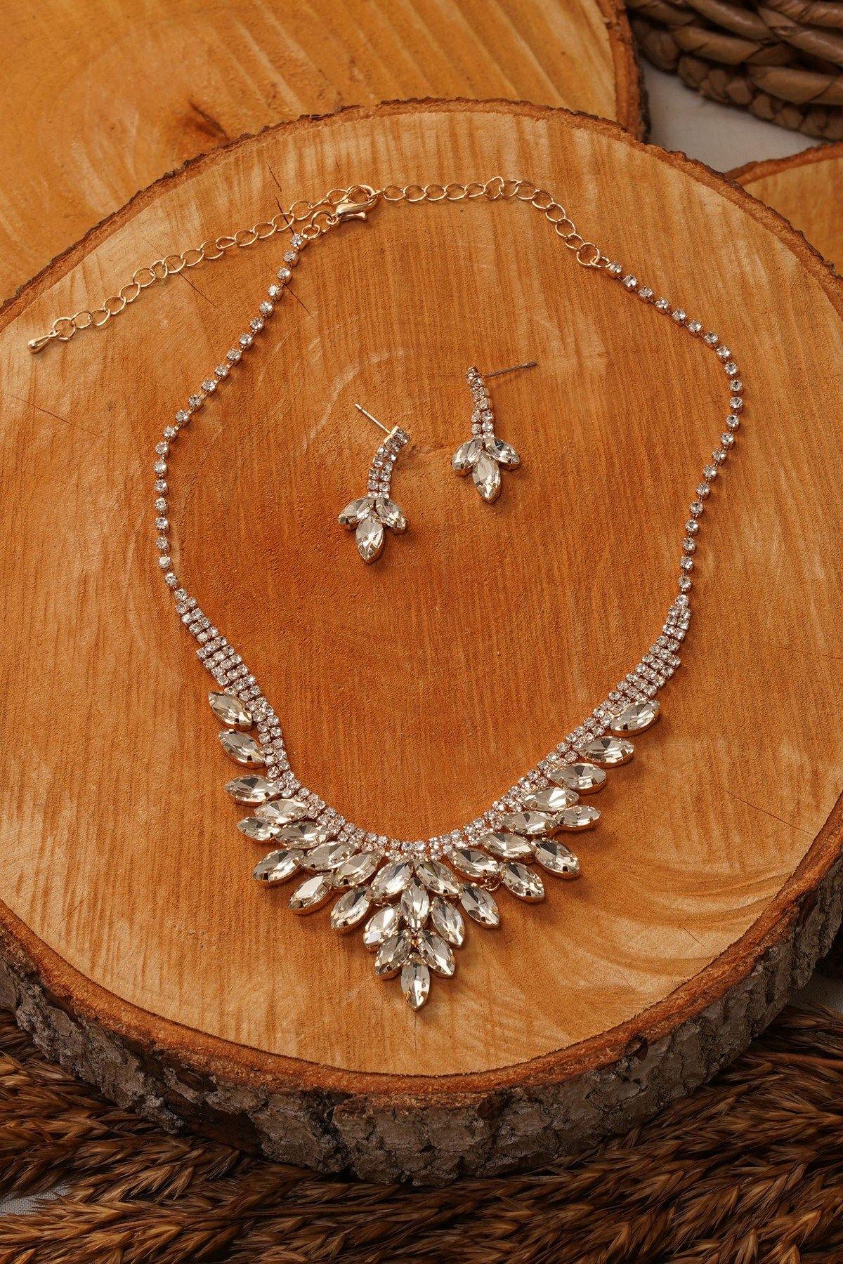 Wedding Cubic Zirconia Bridal Rhinestone Necklace Set