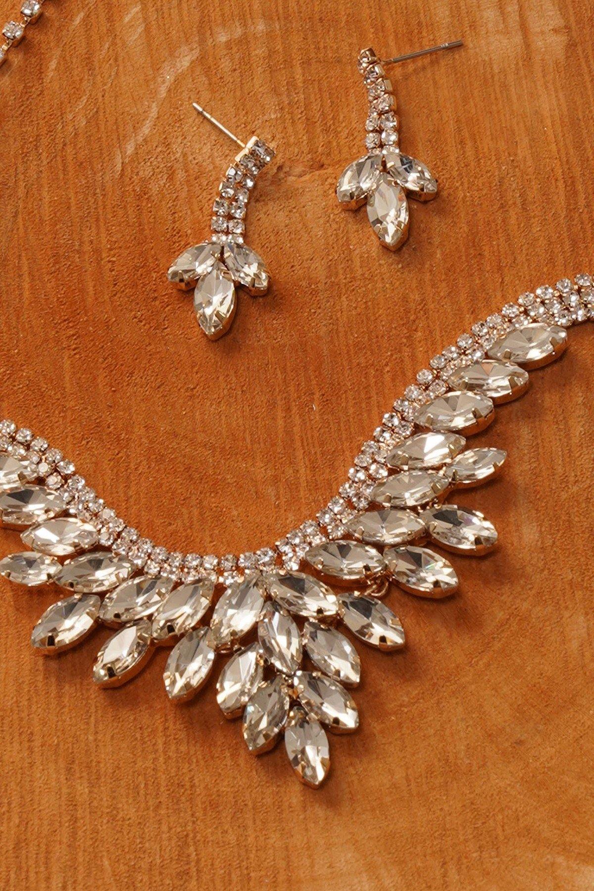 Wedding Cubic Zirconia Bridal Rhinestone Necklace Set