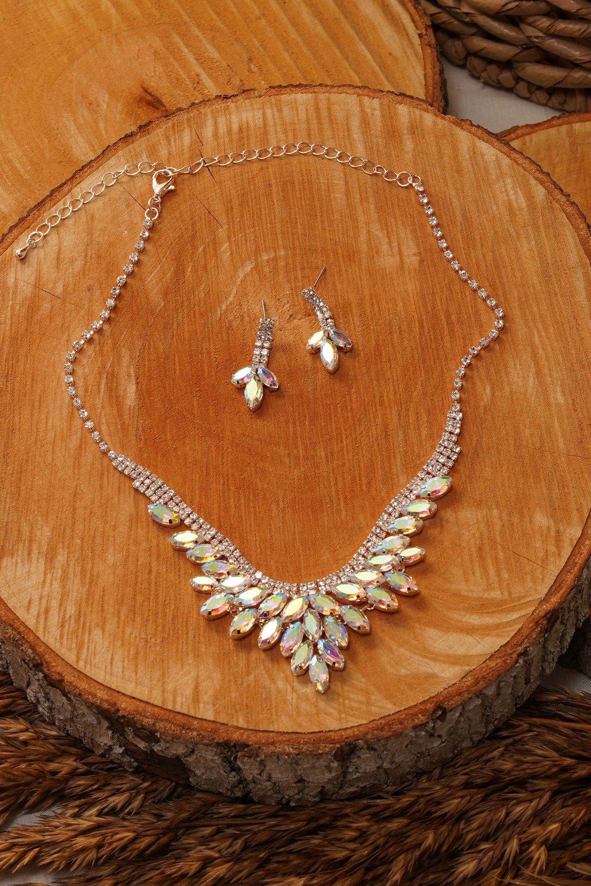 Wedding Cubic Zirconia Bridal Rhinestone Necklace Set