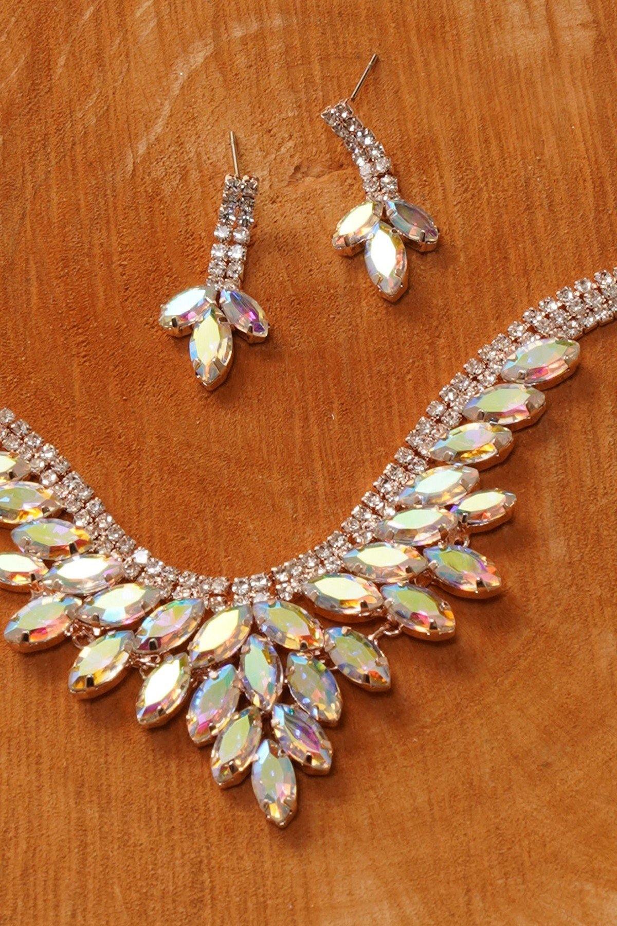 Wedding Cubic Zirconia Bridal Rhinestone Necklace Set