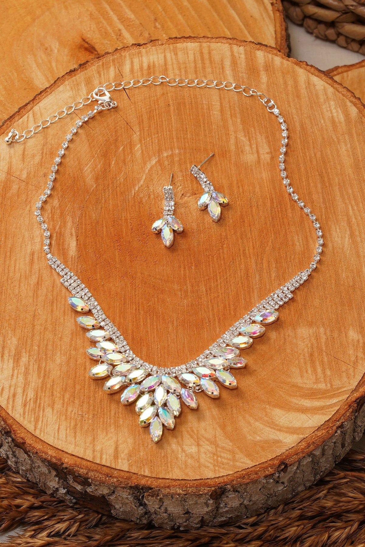 Wedding Cubic Zirconia Bridal Rhinestone Necklace Set