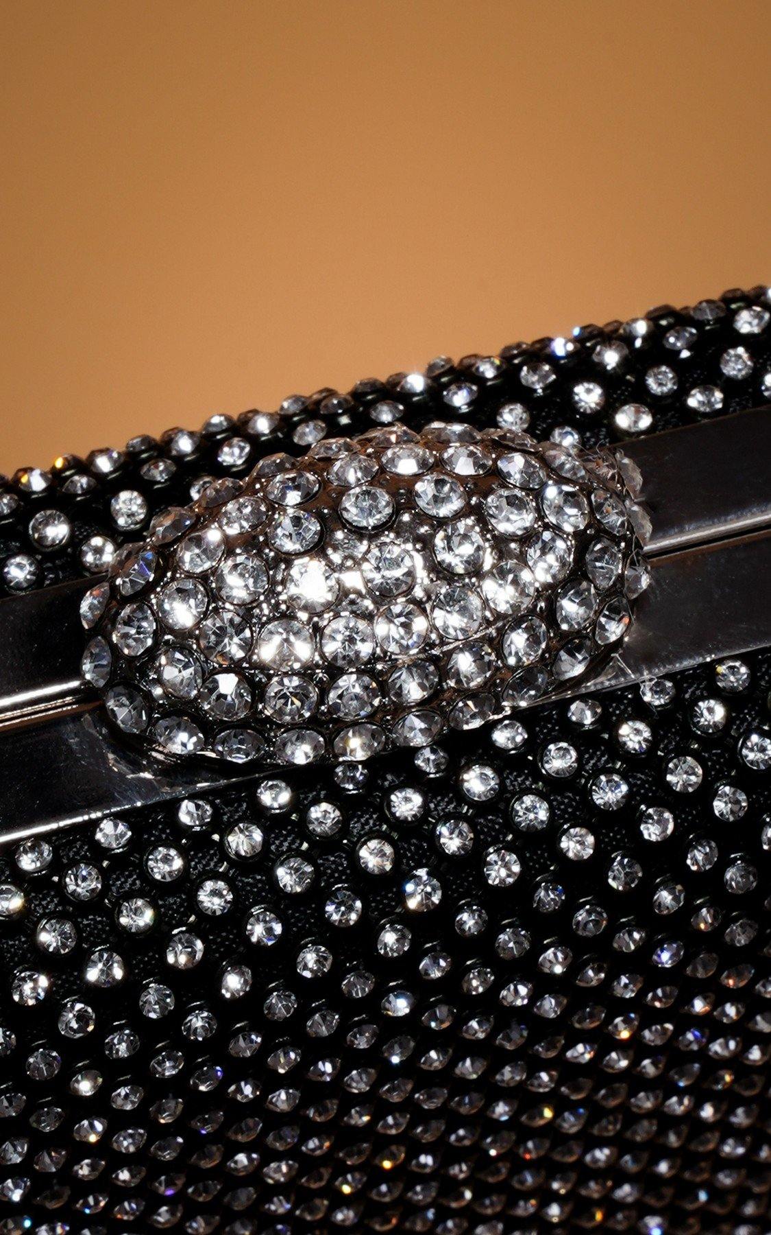 Wedding Diamante Shield Box Squire Clutch Bag