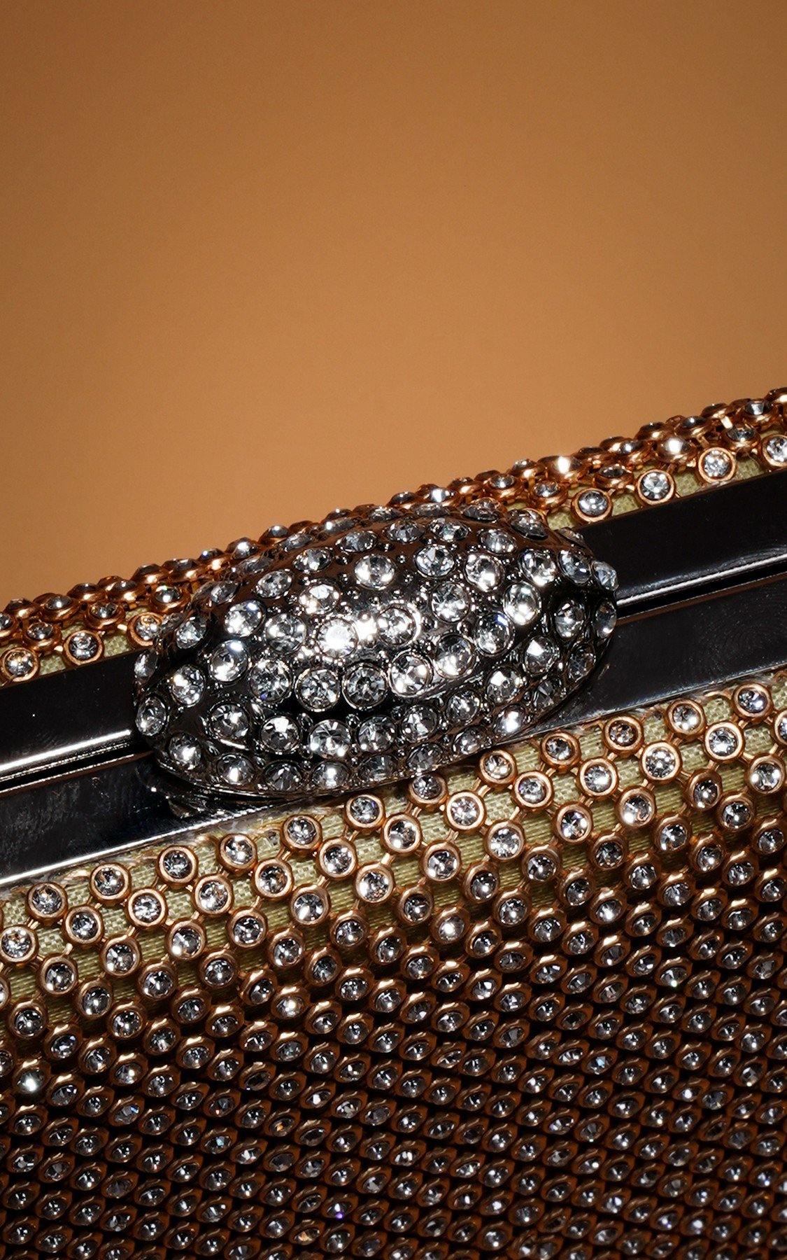 Wedding Diamante Shield Box Squire Clutch Bag