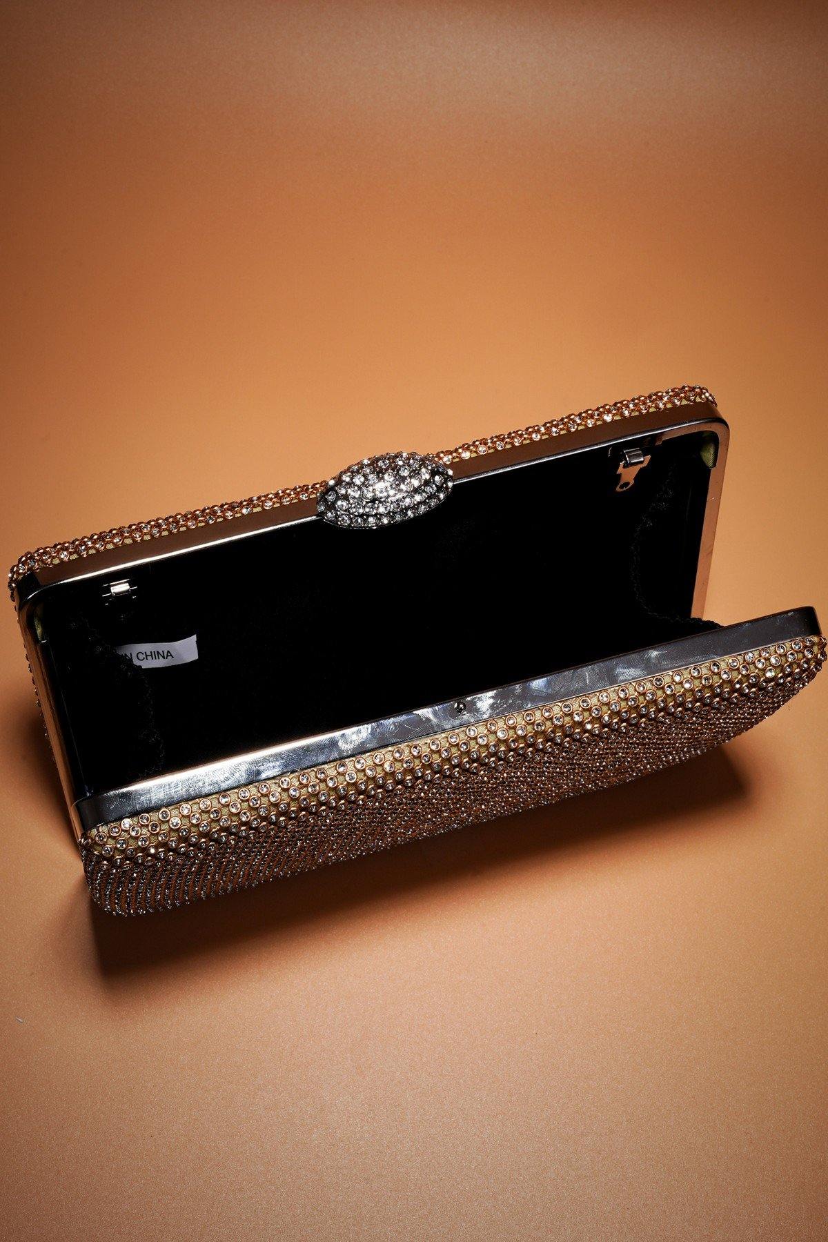 Wedding Diamante Shield Box Squire Clutch Bag - The Dress Outlet