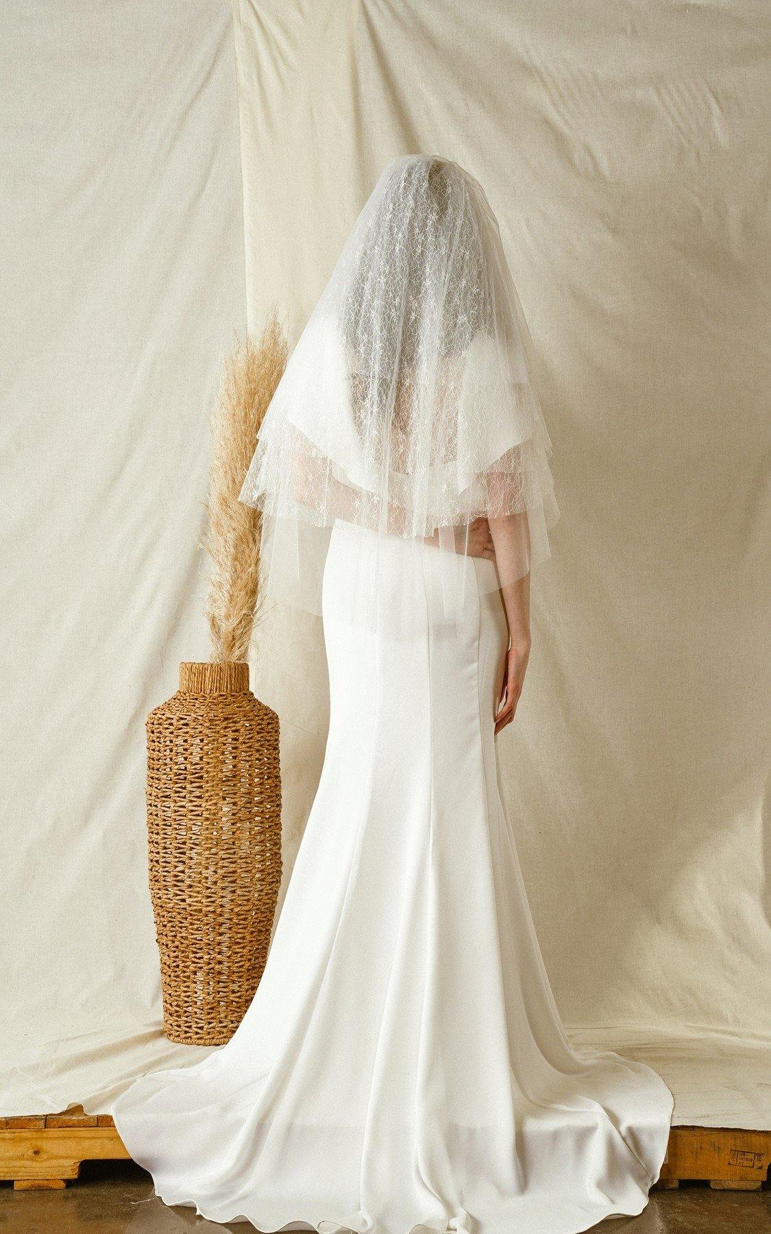 Wedding Lace Pattern Standard Length Veil - The Dress Outlet