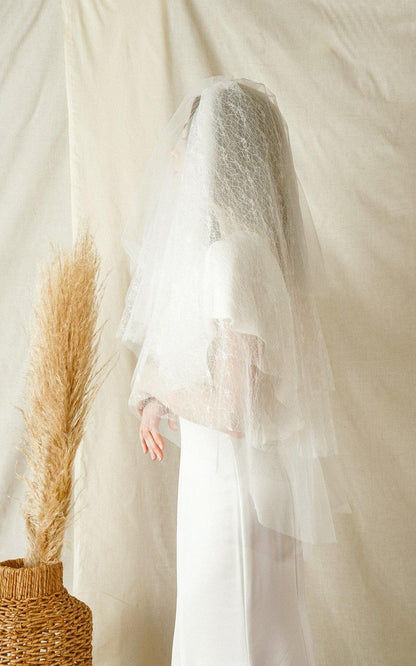 Wedding Lace Pattern Standard Length Veil - The Dress Outlet