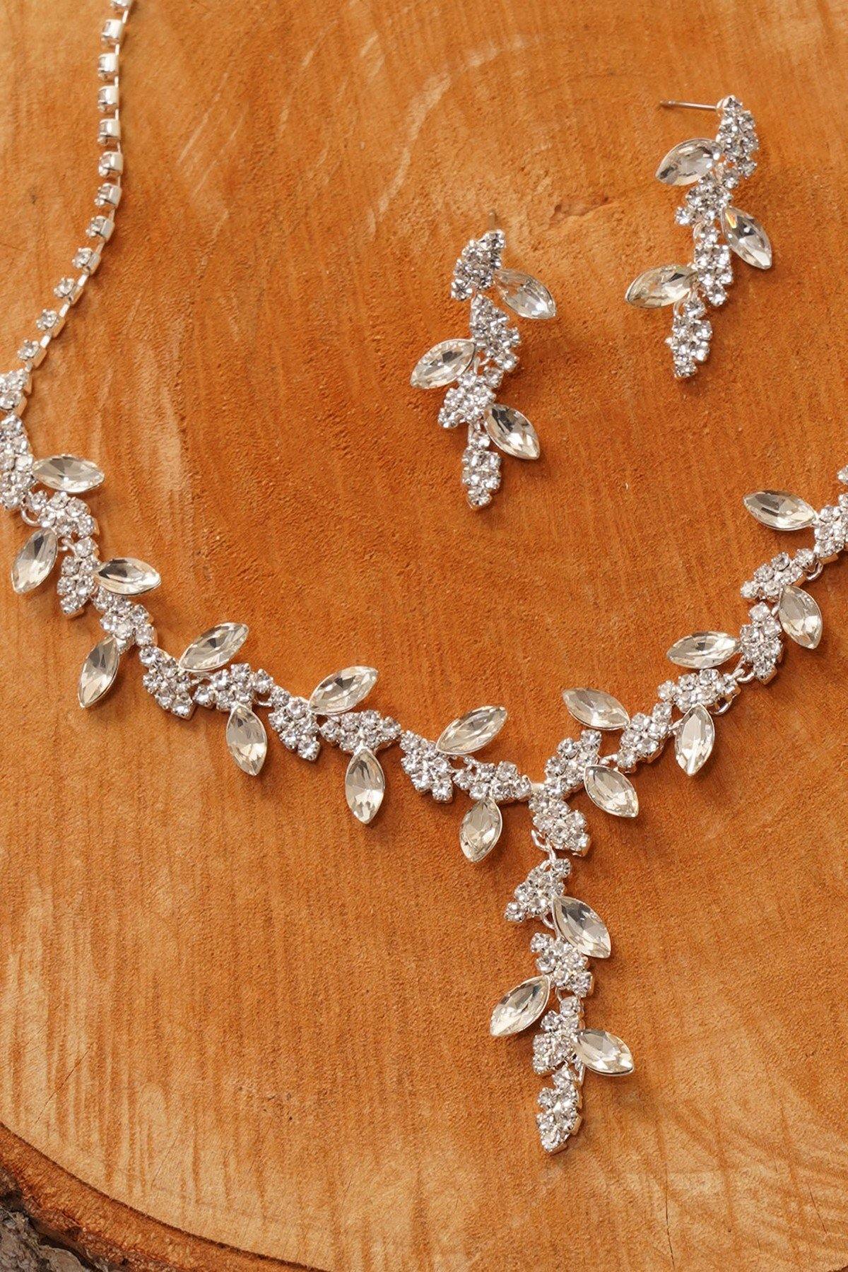 Wedding Simple Rhinestone Design Necklace Set - The Dress Outlet